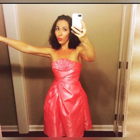 strapless open back dress Betsey Johnson Pink Lace Dress  Sous Les Fleurs